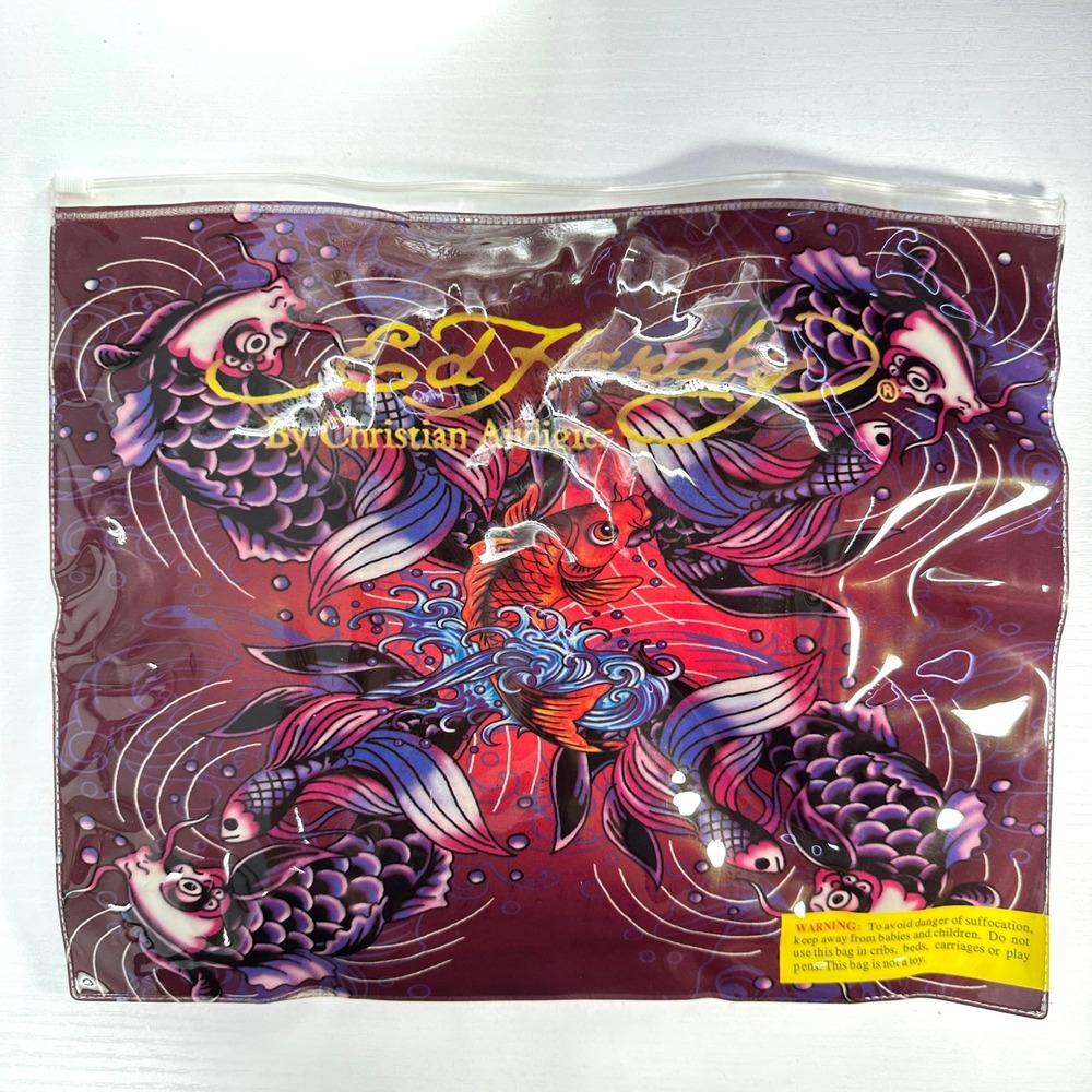 Ed Hardy Christian Audigier Scarf 84x12" Koi Fish Skull Y2K Tattoo Deadstock - Picture 8 of 8